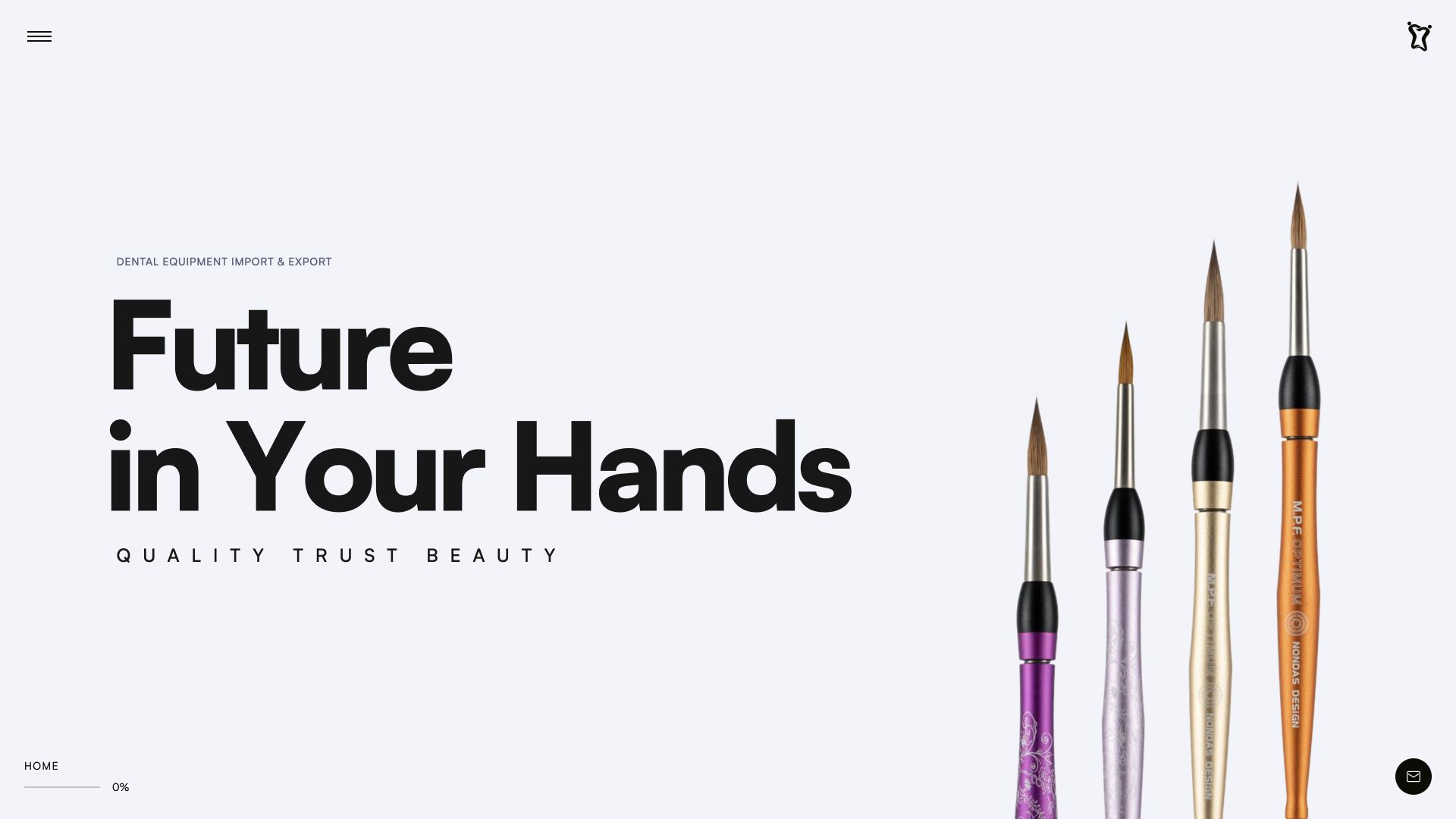 Original English Samin desktop hero with dental brushes and Future in Your Hands headline